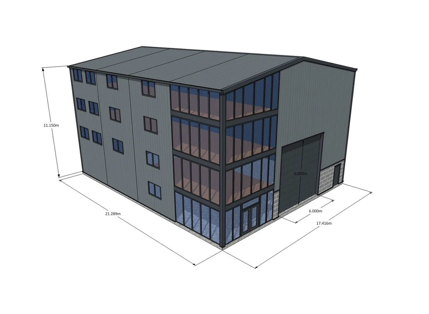3D Render of 4 storey Steel Building