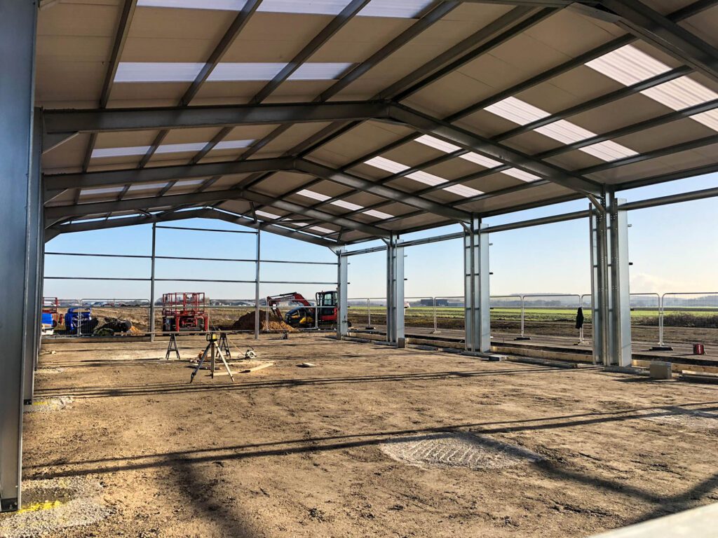 Foundation construction for large steel unit