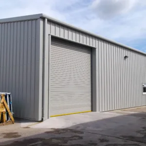 A bespoke steel framed storage building supplied to Portakabin in Manchester. The storage warehouse was a cold rolled steel building with insulated cladding. The Steel framed structure was designed and installed by Springfield Steel Buildings.