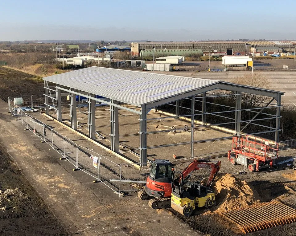 Steel building under construction