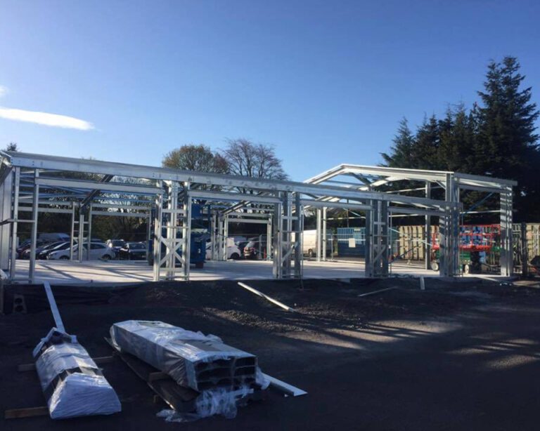 Steel building under construction