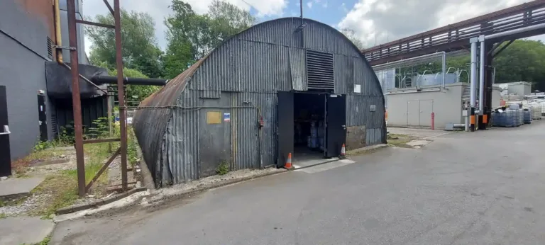 Old morrells structure, front with doors open