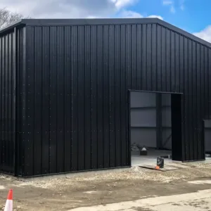 new morrells storage building under construction with open door