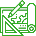 Green Planning Icon for Steel Building Planning and Design