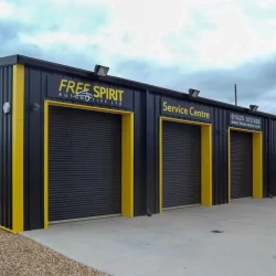 Free Spirit Automotive Ltd Steel framed MOT Building with 3 roller doors in Leighton Buzzard