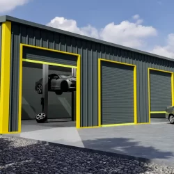 Free Spirit Autos MOT Workshop Building 3D render with interior